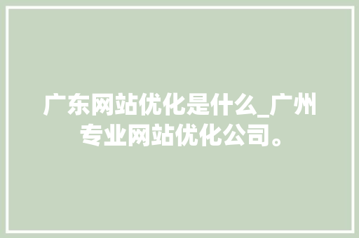 广东网站优化是什么_广州专业网站优化公司。