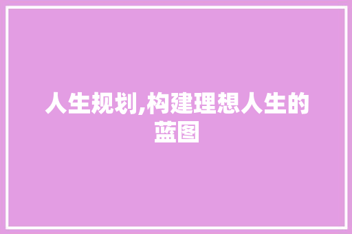 人生规划,构建理想人生的蓝图