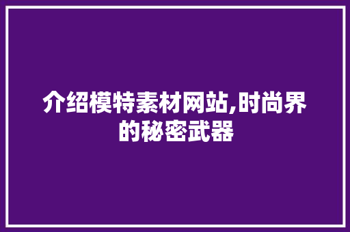介绍模特素材网站,时尚界的秘密武器
