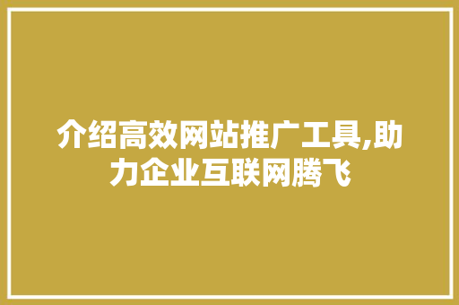 介绍高效网站推广工具,助力企业互联网腾飞 介绍高效网站推广工具,助力企业互联网腾飞 网站建设公司