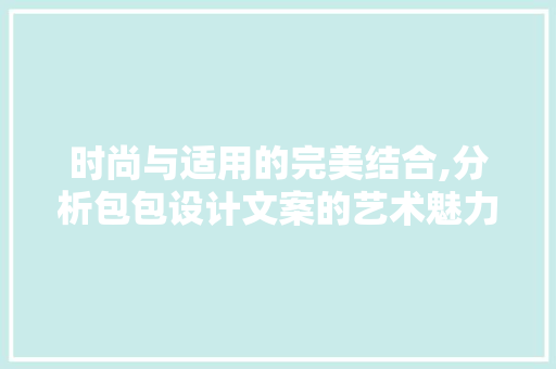 时尚与适用的完美结合,分析包包设计文案的艺术魅力 时尚与适用的完美结合,分析包包设计文案的艺术魅力 必应SEO