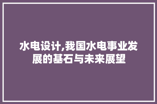 水电设计,我国水电事业发展的基石与未来展望