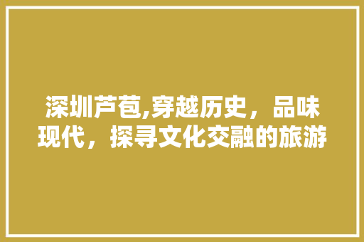 深圳芦苞,穿越历史，品味现代，探寻文化交融的旅游胜地