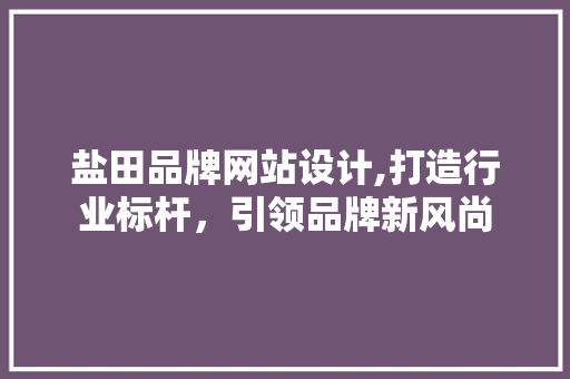 盐田品牌网站设计,打造行业标杆，引领品牌新风尚