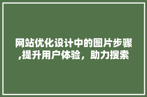 网站优化设计中的图片步骤,提升用户体验，助力搜索引擎排名 网站优化设计中的图片步骤,提升用户体验，助力搜索引擎排名 神马SEO