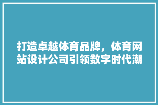 打造卓越体育品牌，体育网站设计公司引领数字时代潮流