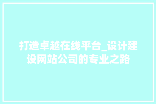 打造卓越在线平台_设计建设网站公司的专业之路