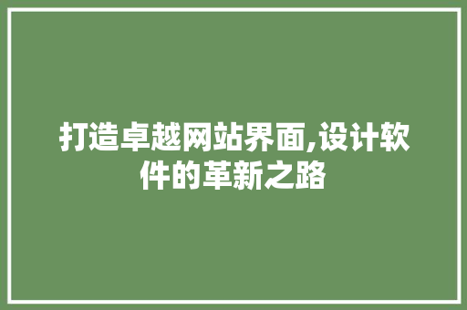 打造卓越网站界面,设计软件的革新之路
