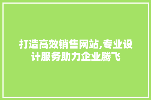 打造高效销售网站,专业设计服务助力企业腾飞