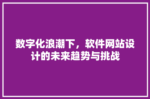 数字化浪潮下，软件网站设计的未来趋势与挑战 数字化浪潮下，软件网站设计的未来趋势与挑战 SEO关键词